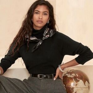 Banana Republic Italian Yarn Marino Wool Turtleneck Sweater Black XL Cozy